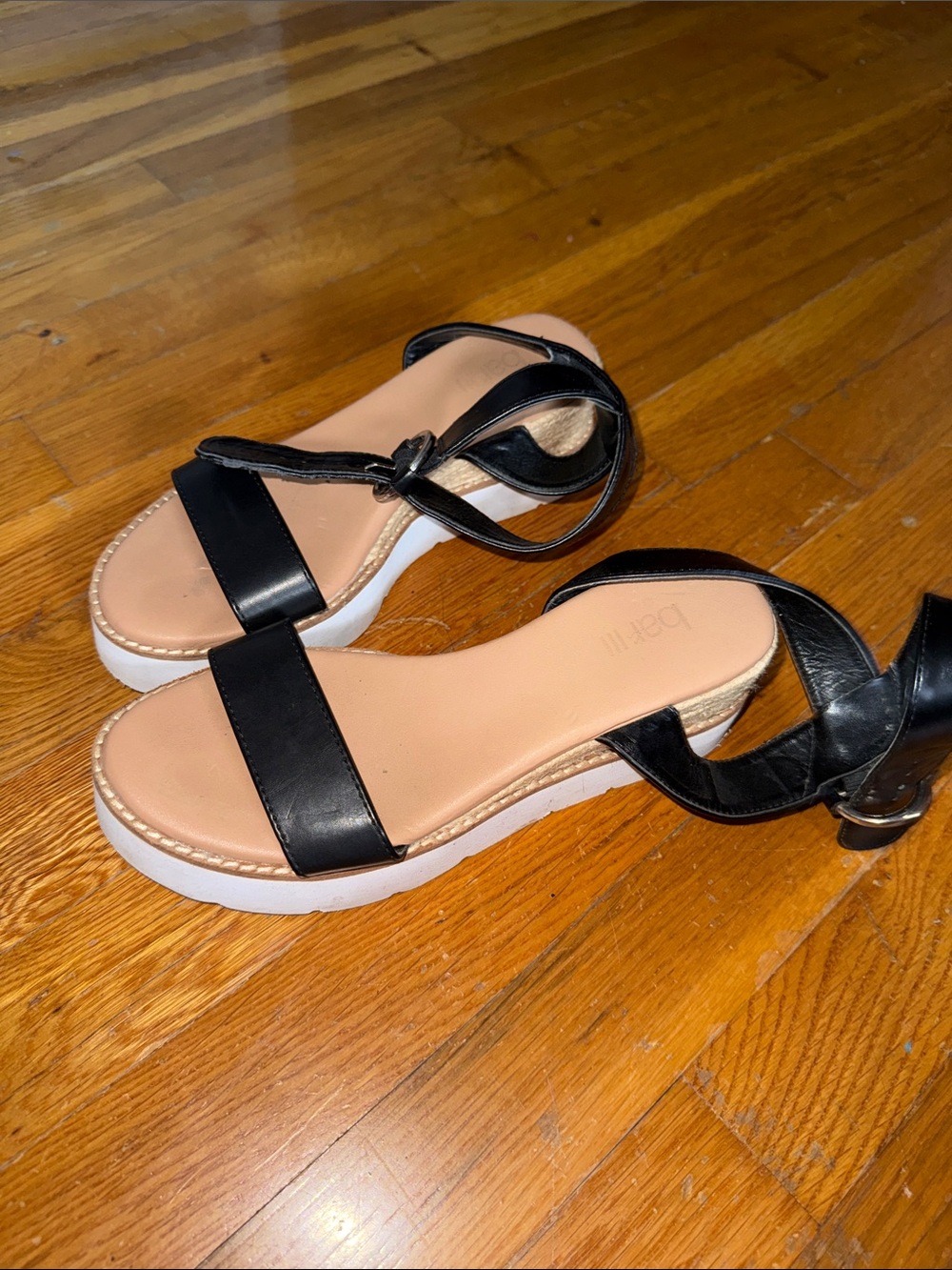 Bar III Black Ankle-Strap Wedge Sandals with White Platform